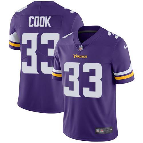 Nike Vikings #33 Dalvin Cook Purple Team Color Youth Stitched NFL Vapor Untouchable Limited Jersey